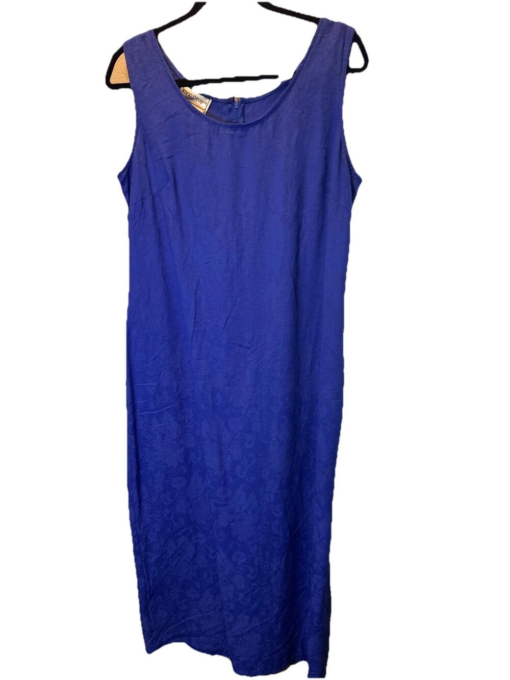 Vintage 90s Karin Stevens Sleeveless Maxi Dress Blue Floral Print Size 16 Y2K